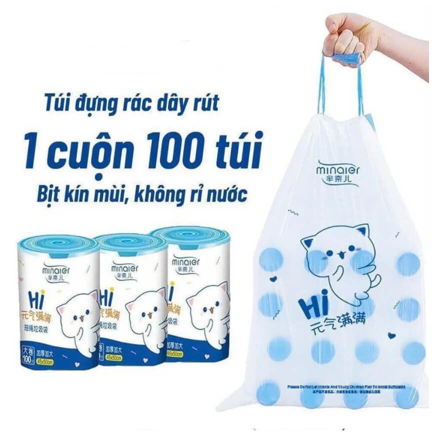 Túi đựng rác dây rút Minaier tự phân hủy