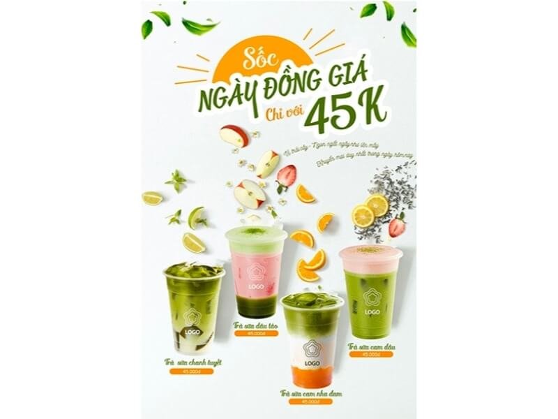 Mẫu tờ rơi quảng cáo giảm giá cho quán trà sữa