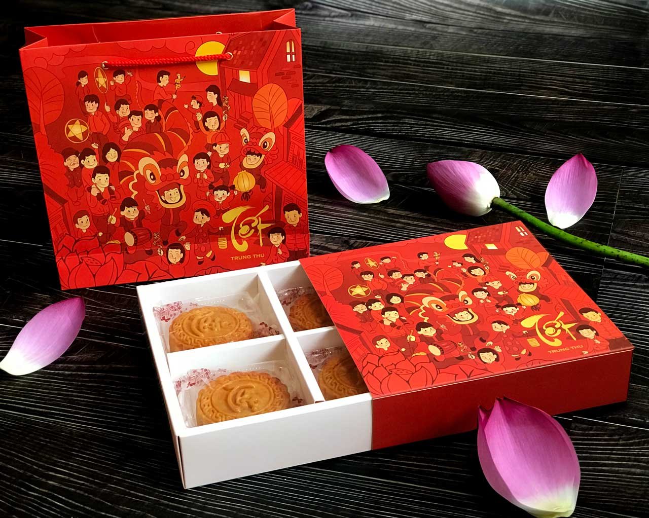 Mẫu bao bì hộp đựng bánh trung thu sang trọng