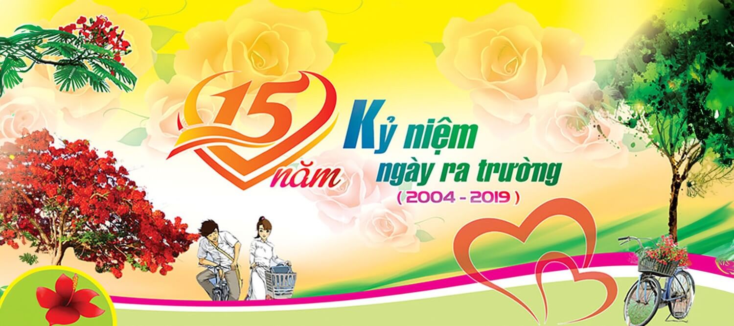 Mẫu phông nền kỷ niệm 15 năm ngày ra trường hoành tráng.