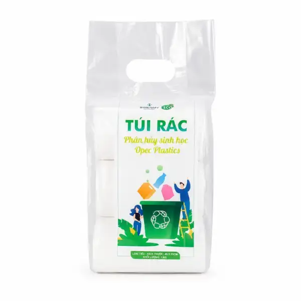 Túi đựng rác tự phân hủy sinh học giá rẻ nhận sản xuất theo yêu cầu 2 Mẫu túi đựng rác tự hủy màu trắng tinh tế